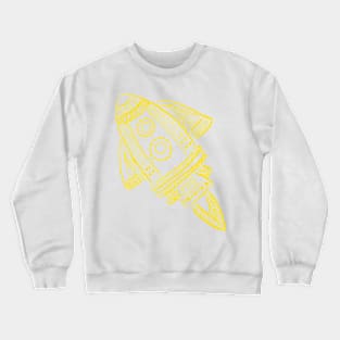 Spaceship Rocket Line Drawing (Yellow) Crewneck Sweatshirt